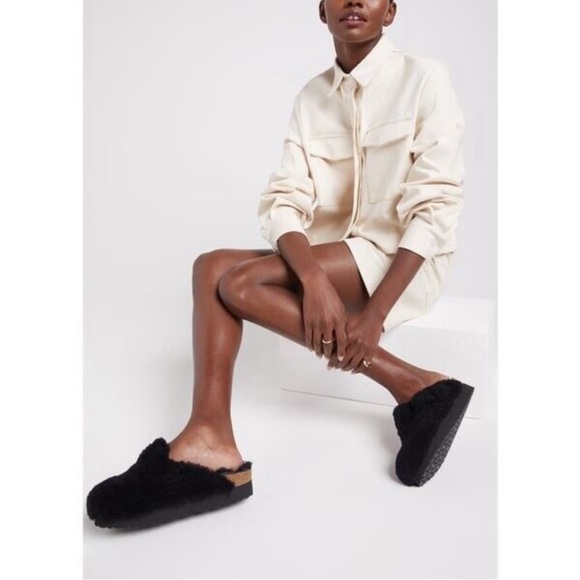 Birkenstock Boston Fur Lined Shearing Sandals/ Clog Shoes (Black) size 37 - Picture 6 of 11
